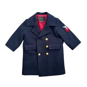 Vtg Rothschild Wool Navy Nautical Pea Coat Size 2T